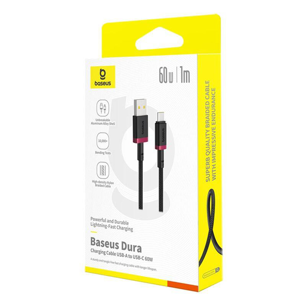 Câble de Données et de Charge USB-A - USB-C Baseus Dura Series, 60W, 1m, Rouge P10377802U01-01