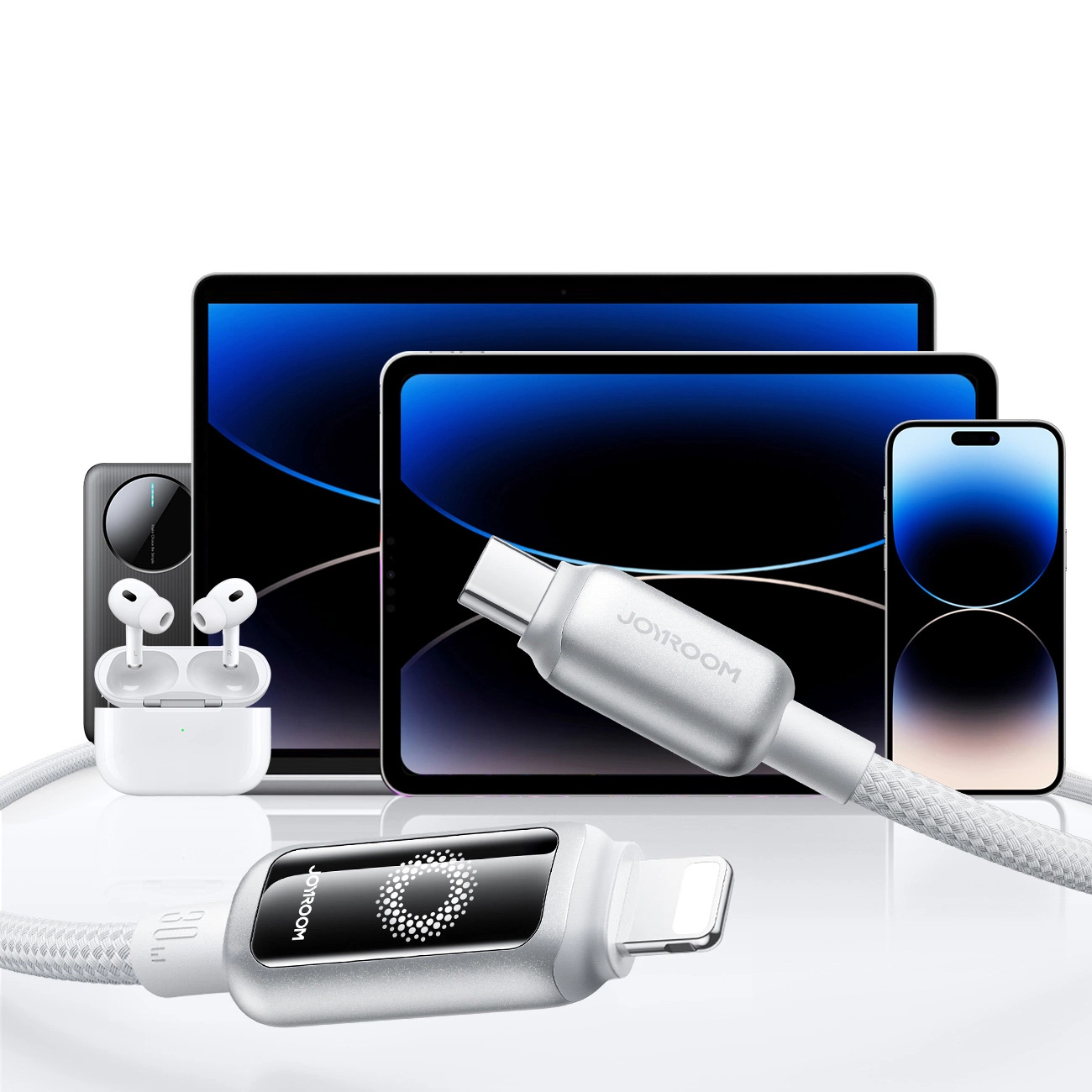 Câble de Données et de Charge USB-C - Lightning Joyroom S-A55 StarFlight Display, 30W, 1.2m, Blanc