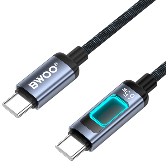USB-C Daten- und Ladekabel - USB-C BWOO X324CC Display, 65W, 1m, Schwarz