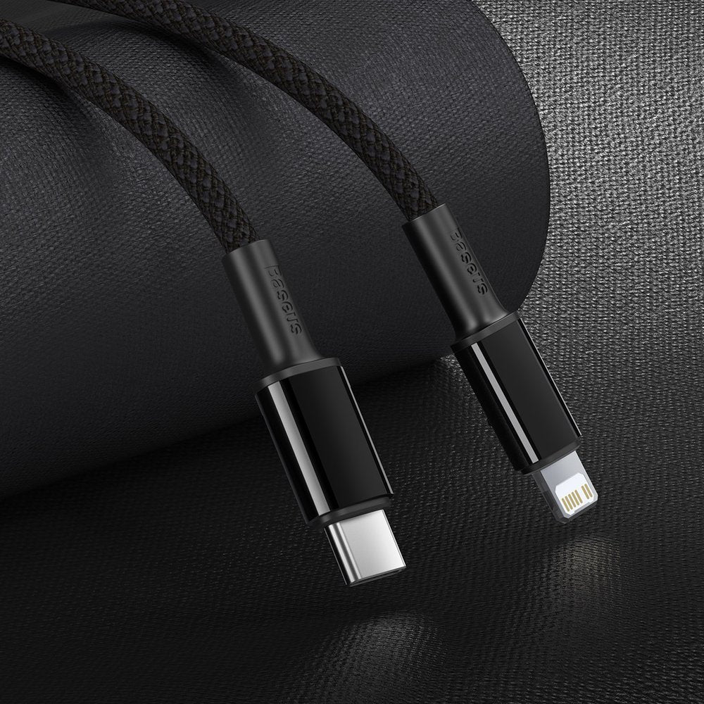 USB-C - Lightning Daten- und Ladekabel Baseus High Density Geflochten, 20W, 2m, Schwarz CATLGD-A01