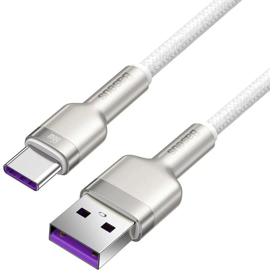 Cavo dati e ricarica da USB-A a USB-C Baseus Cafule Metal Series, 66W, 1m, Bianco CAKF000102
