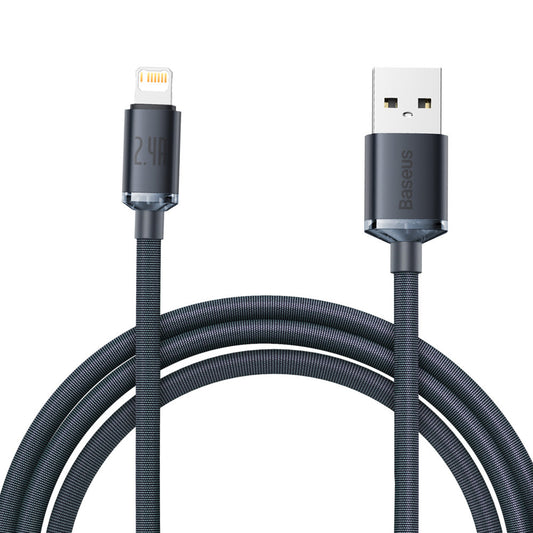Cavo di ricarica e dati USB-A - Lightning della serie Crystal Shine di Baseus, 18W, 2m, nero CAJYY00010101
