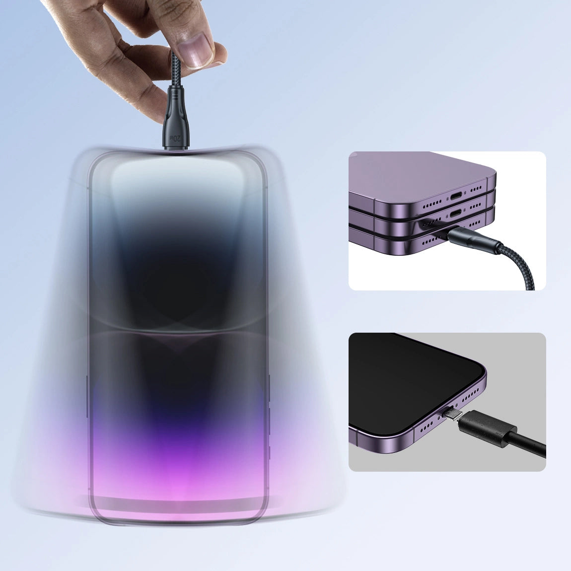 Daten- und Ladekabel USB-C - Lightning Joyroom S-A11, 20W, 0,25m, Schwarz