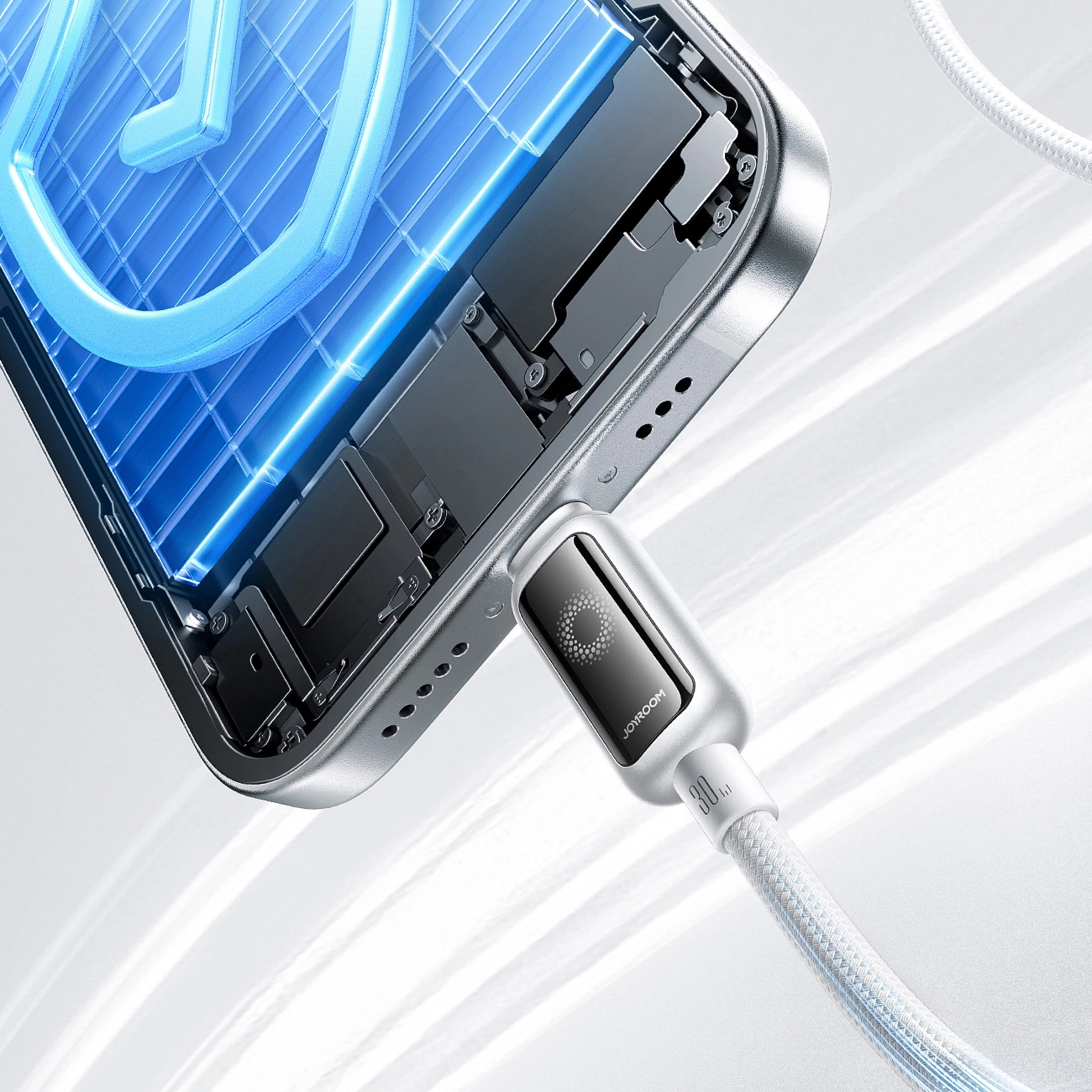 Câble de Données et de Charge USB-C - Lightning Joyroom S-A55 StarFlight Display, 30W, 1.2m, Blanc