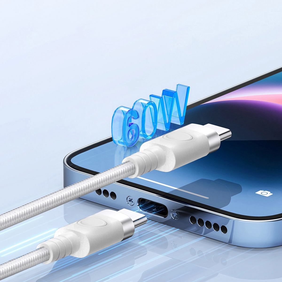 USB-C Data and Charging Cable - USB-C Orico CDX, 60W, 1m, White