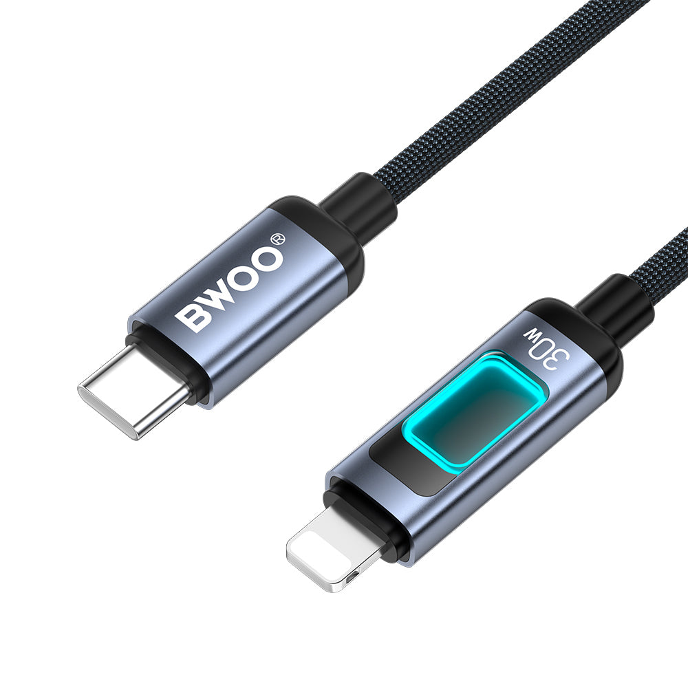 Cavo Dati e Ricarica USB-C - Lightning BWOO X324CL Display, 30W, 1m, Nero