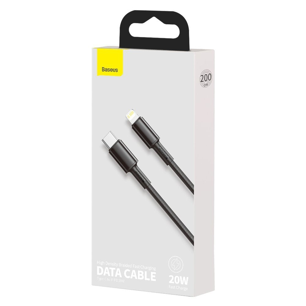 USB-C - Lightning Daten- und Ladekabel Baseus High Density Geflochten, 20W, 2m, Schwarz CATLGD-A01