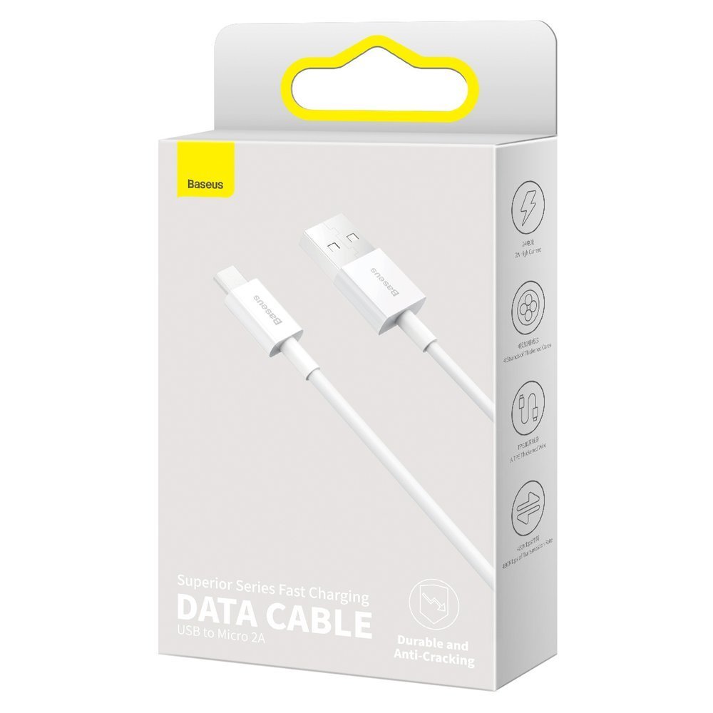 Cavo Dati e Ricarica USB-A - microUSB Baseus Superior Series, 18W, 1m, Bianco CAMYS-02