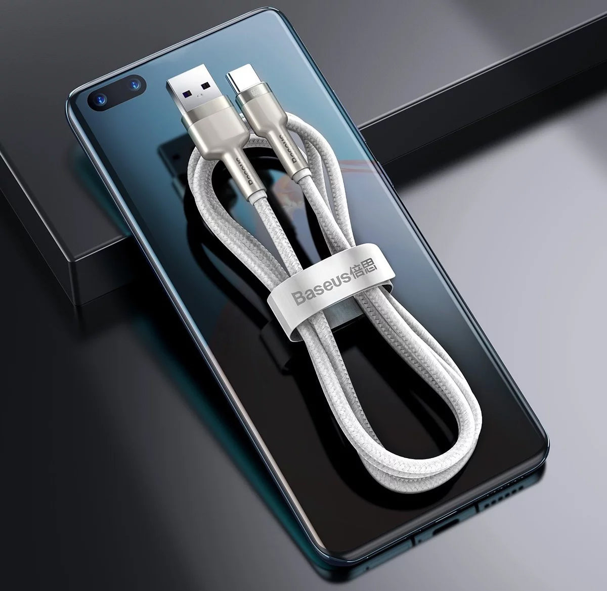 Baseus Cafule Metal USB-A auf USB-C Kabel 66W 1m | Weiß | Nylon