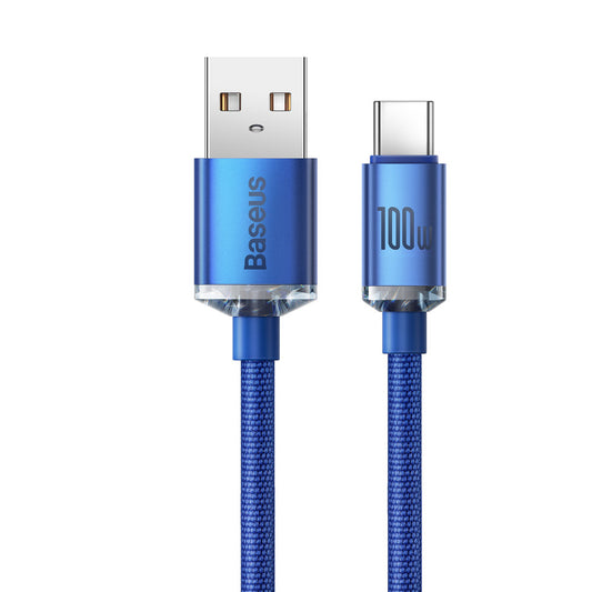 USB-A zu USB-C Baseus Crystal Shine Series Daten- und Ladekabel, 100W, 2m, Blau CAJY000503