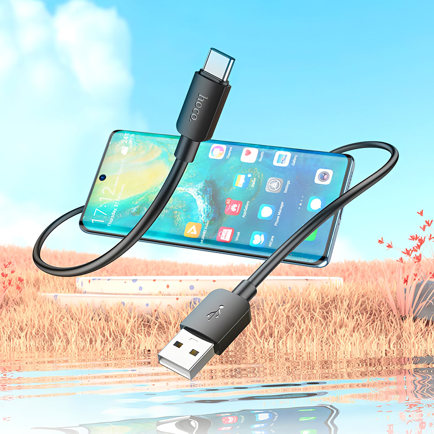 Câble de Données et de Charge USB-A - USB-C HOCO X96, 27W, 0.25m, Noir