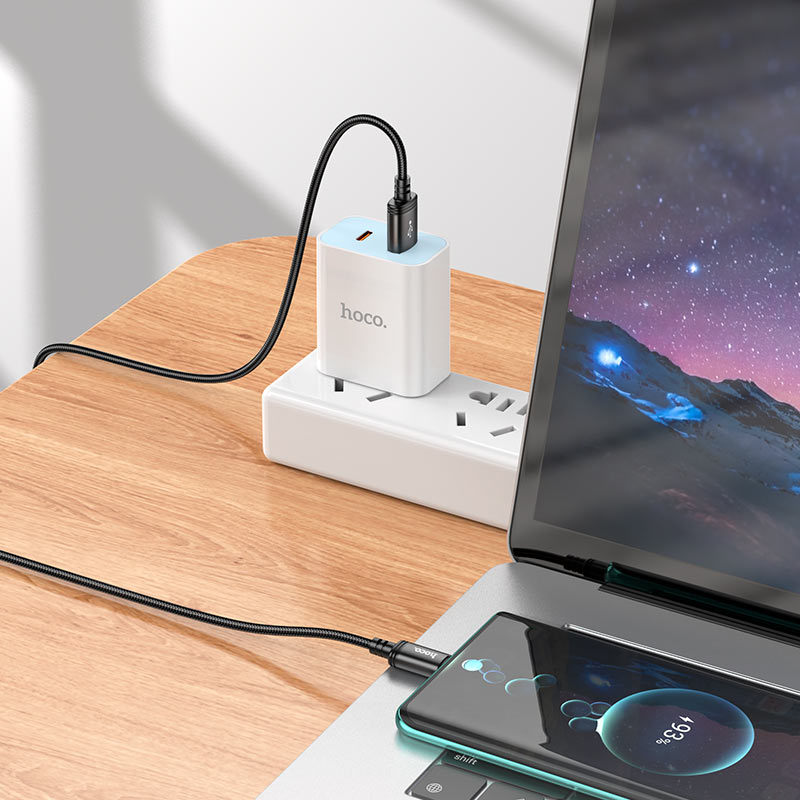 Câble de Données et de Charge USB-A - USB-C HOCO X91, 18W, 3m, Noir