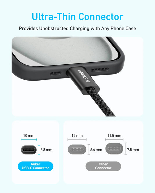 Câble de Données et de Charge USB-C - USB-C Anker Zolo, 240W, 1m, Noir A8060H11