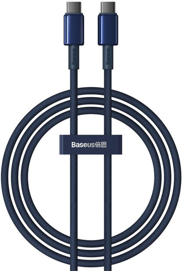 Câble de Données et de Charge USB-C - USB-C Baseus Tungsten Gold, 100W, 2m, Bleu Marine P10319800321-04