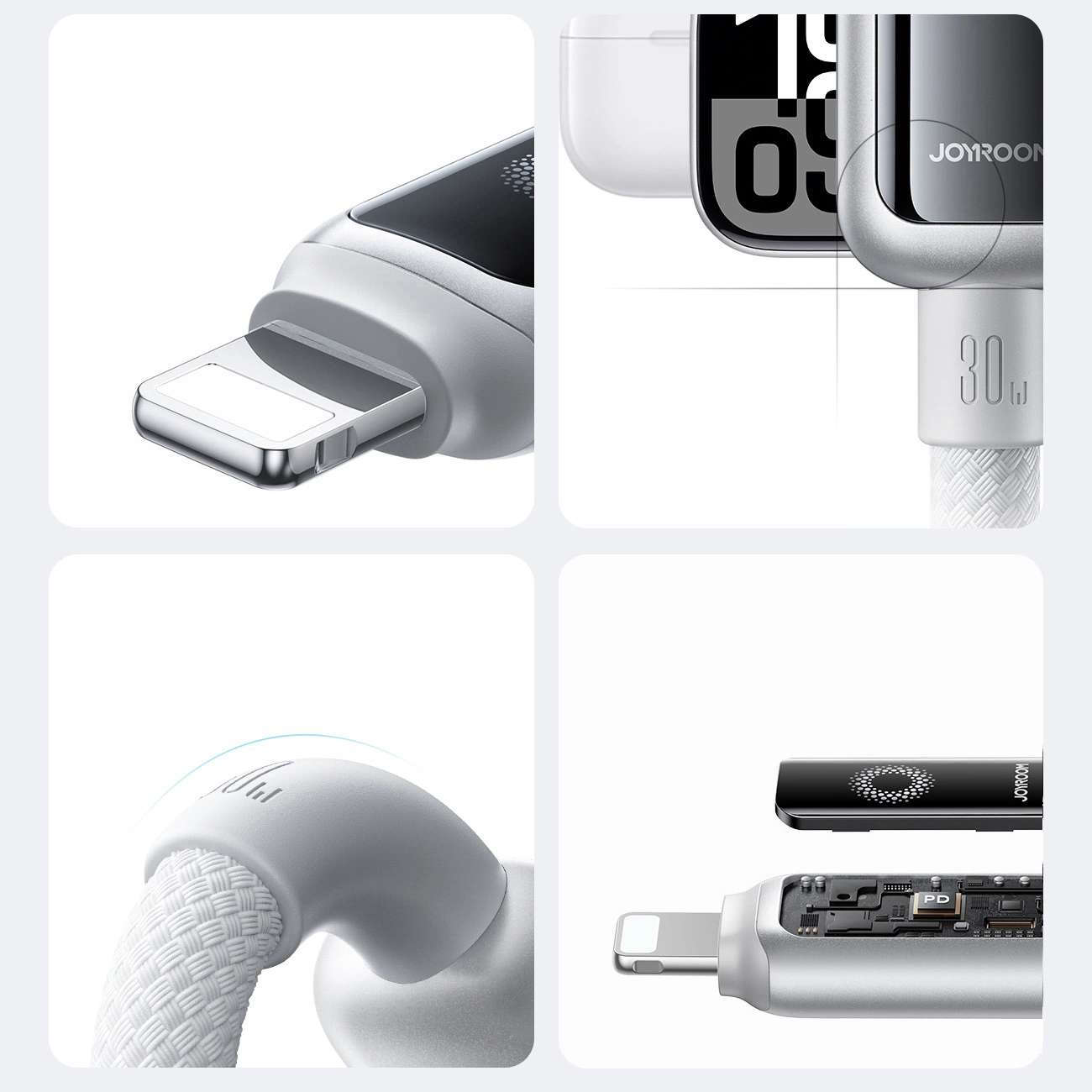 Câble de Données et de Charge USB-C - Lightning Joyroom S-A55 StarFlight Display, 30W, 1.2m, Blanc