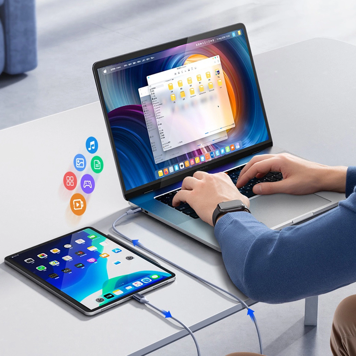 Câble de Données et de Charge USB-C - USB-C Orico CDX, 60W, 1m, Bleu