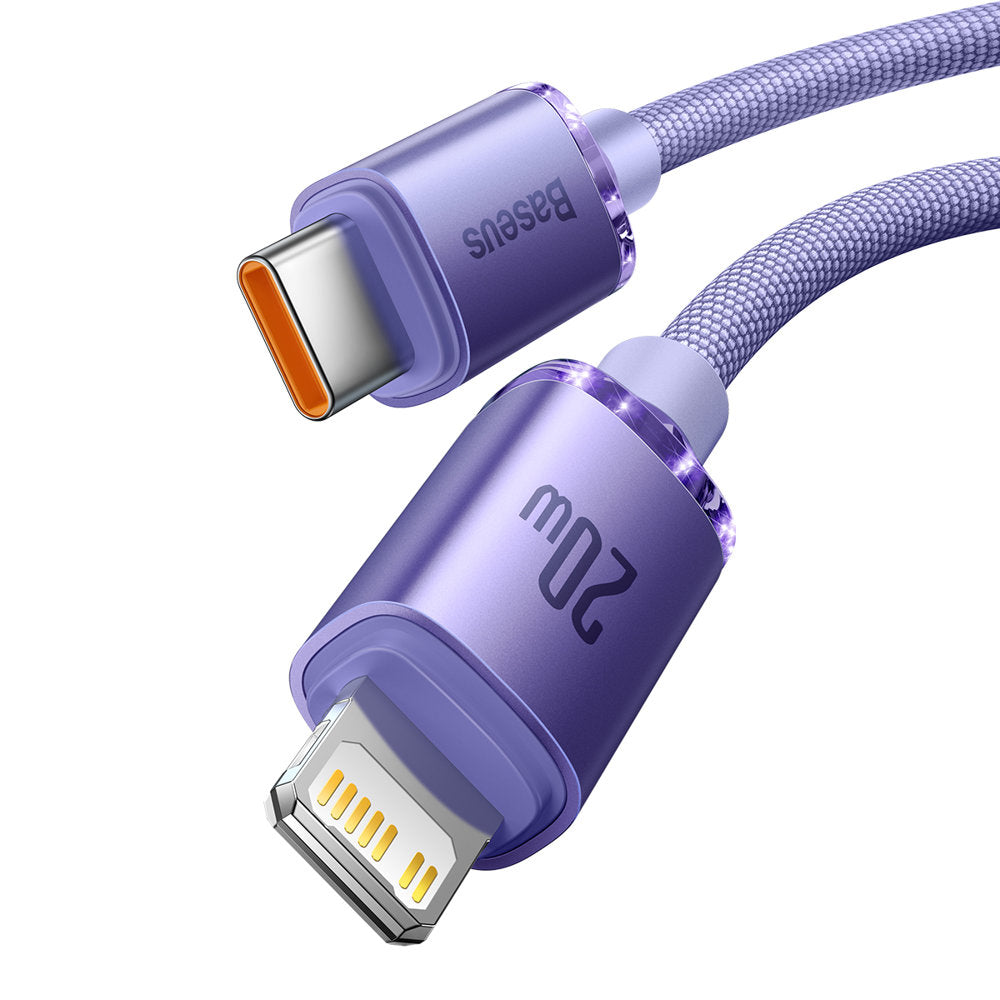 Cavo Dati e Ricarica USB-C - Lightning Baseus Crystal Shine Series, 20W, 2m, Viola CAJY000305