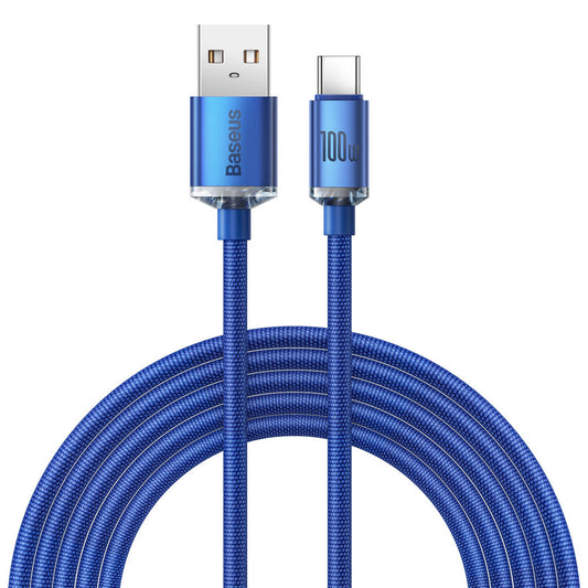 USB-A zu USB-C Baseus Crystal Shine Series Daten- und Ladekabel, 100W, 2m, Blau CAJY000503