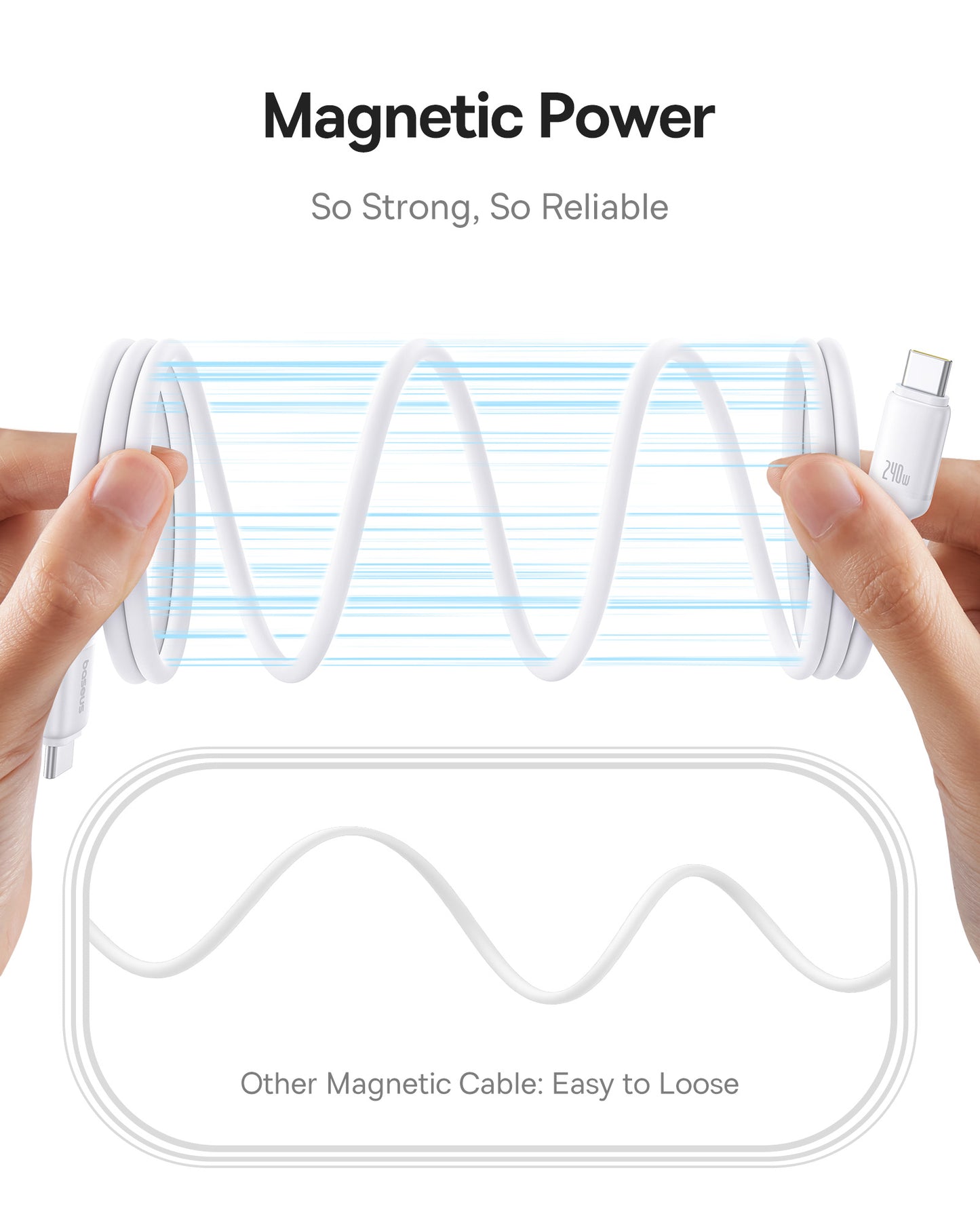 Câble de Données et de Charge USB-C - USB-C Baseus PicoGo, 240W, 1m, Blanc P10376800211-00