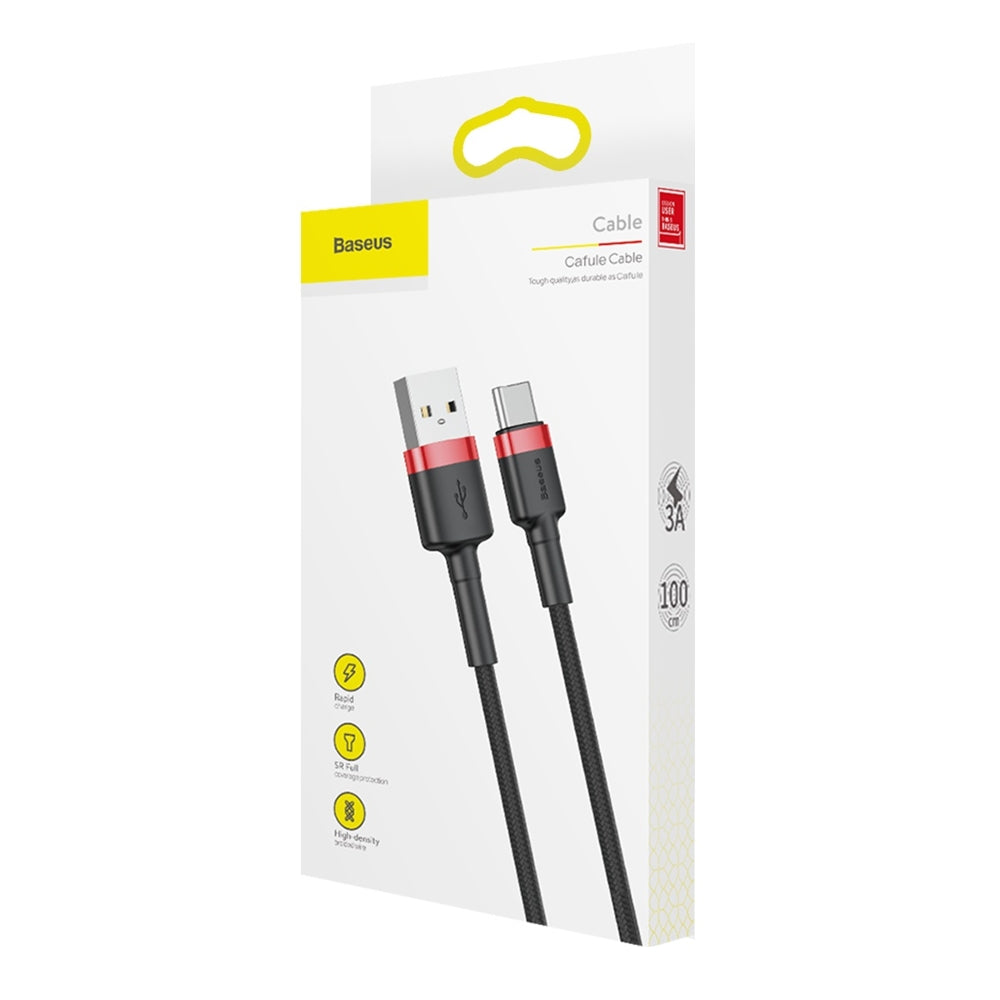 Baseus Cafule USB-A to USB-C Data and Charging Cable, 60W, 1m, Red CATKLF-B91