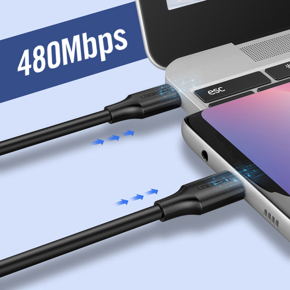 Câble de données et de charge USB-C - USB-C UGREEN US286, 60W, 2m, noir