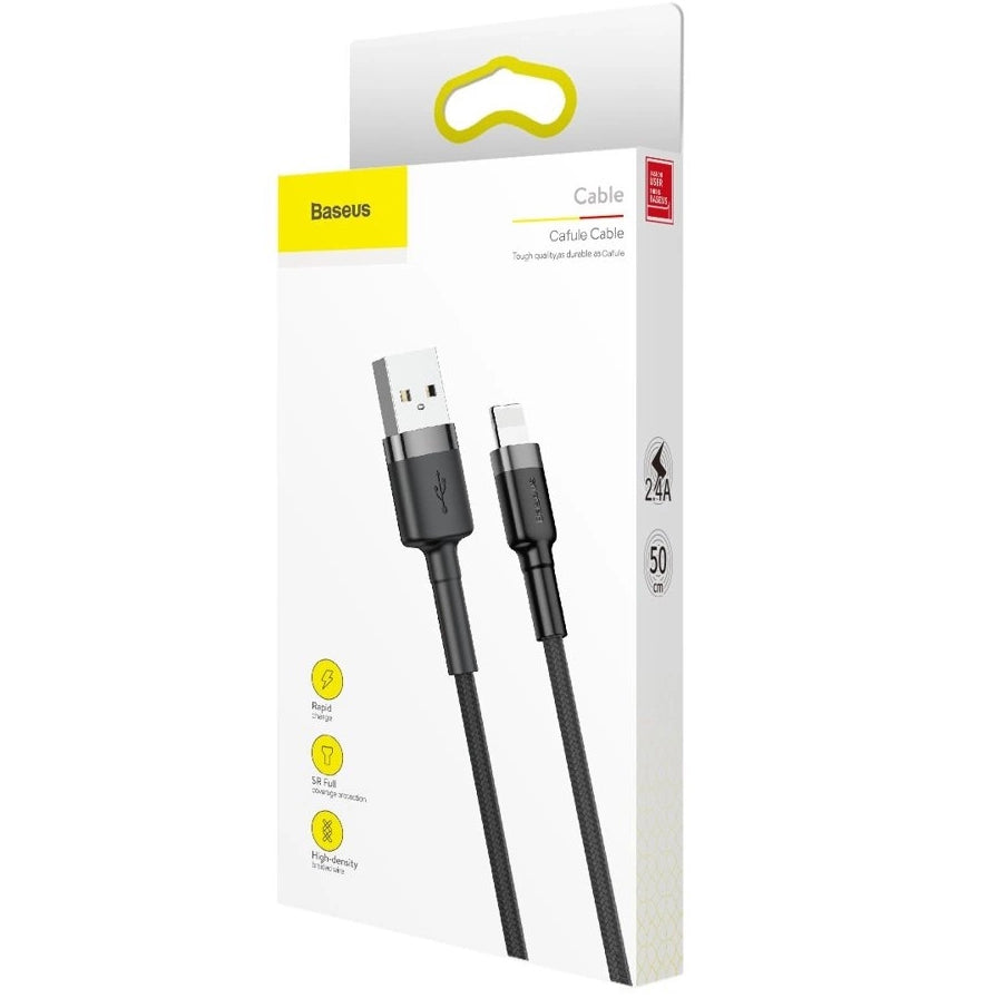 Câble de Données et de Charge USB-A - Lightning Baseus Cafule, 18W, 0.5m, Gris CALKLF-AG1