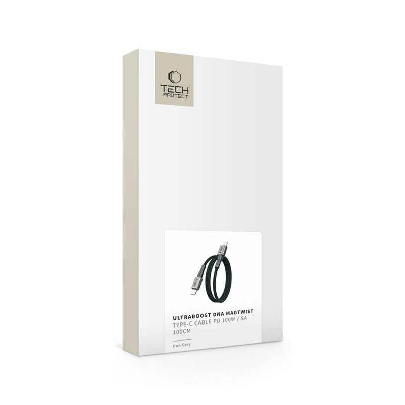 Cavo Dati e Ricarica USB-C - USB-C Tech-Protect Ultraboost DNA MagTwist, 100W, 1m, Grigio