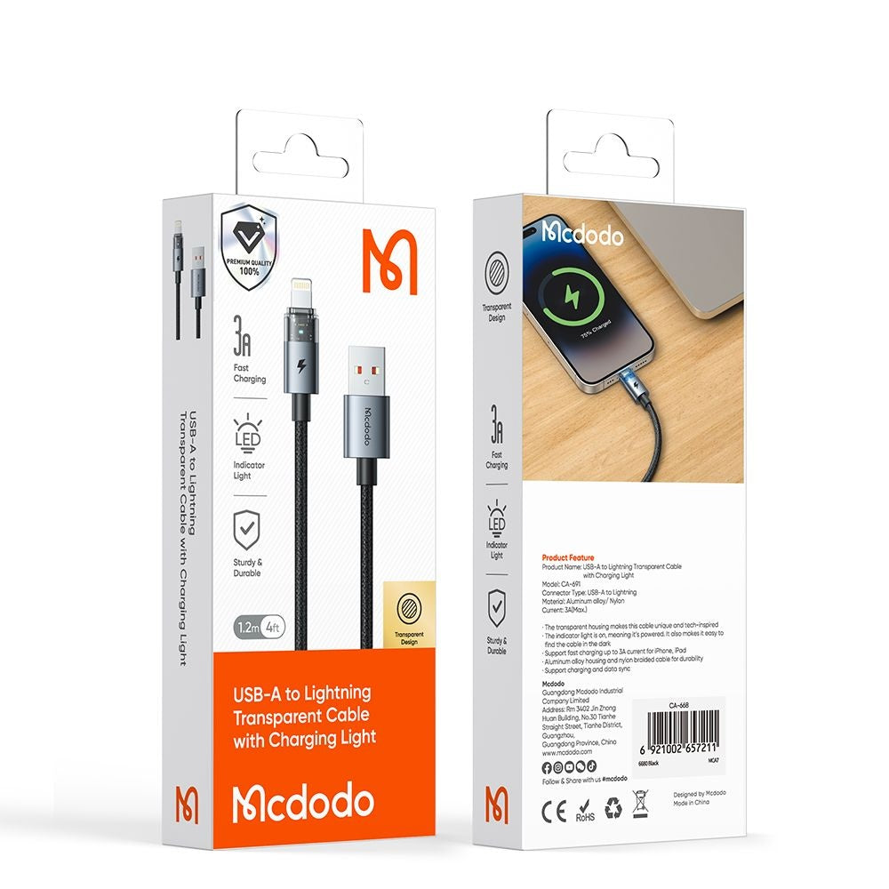 Cavo Dati e Ricarica USB-A - Lightning McDodo CA-6912, 18W, 1.2m, Bianco