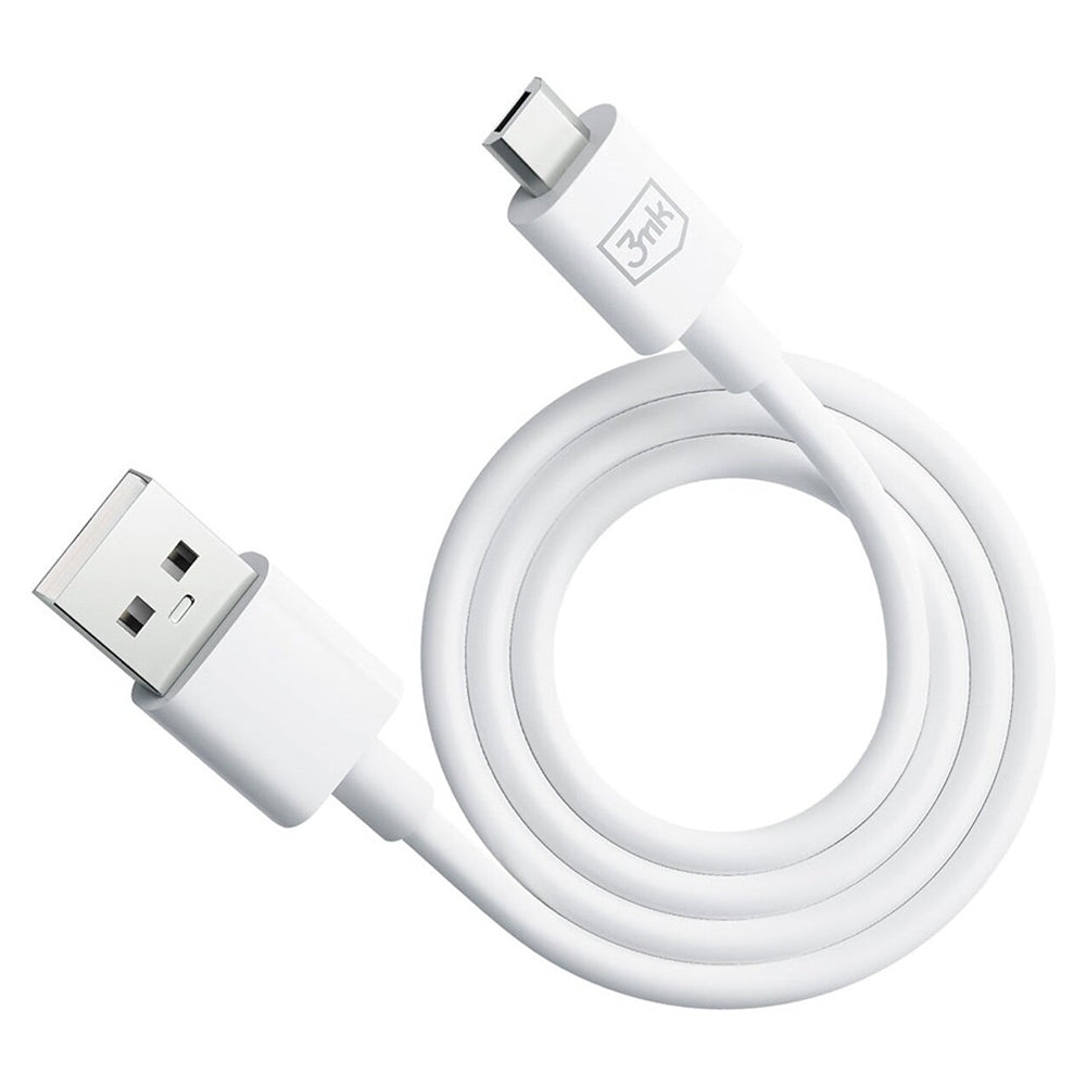 Câble de Données et de Charge USB-A - microUSB 3MK Hyper, 18W, 1.2m, Blanc