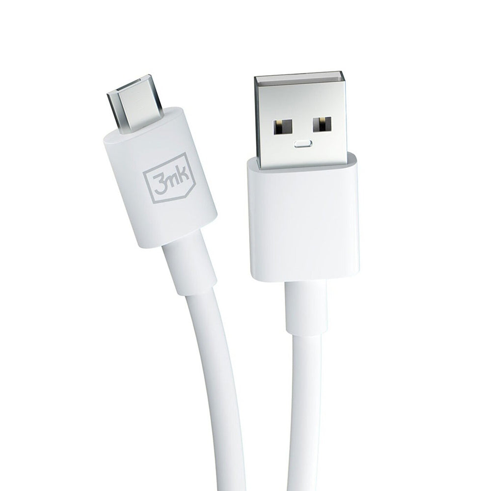 Câble de Données et de Charge USB-A - microUSB 3MK Hyper, 18W, 1.2m, Blanc