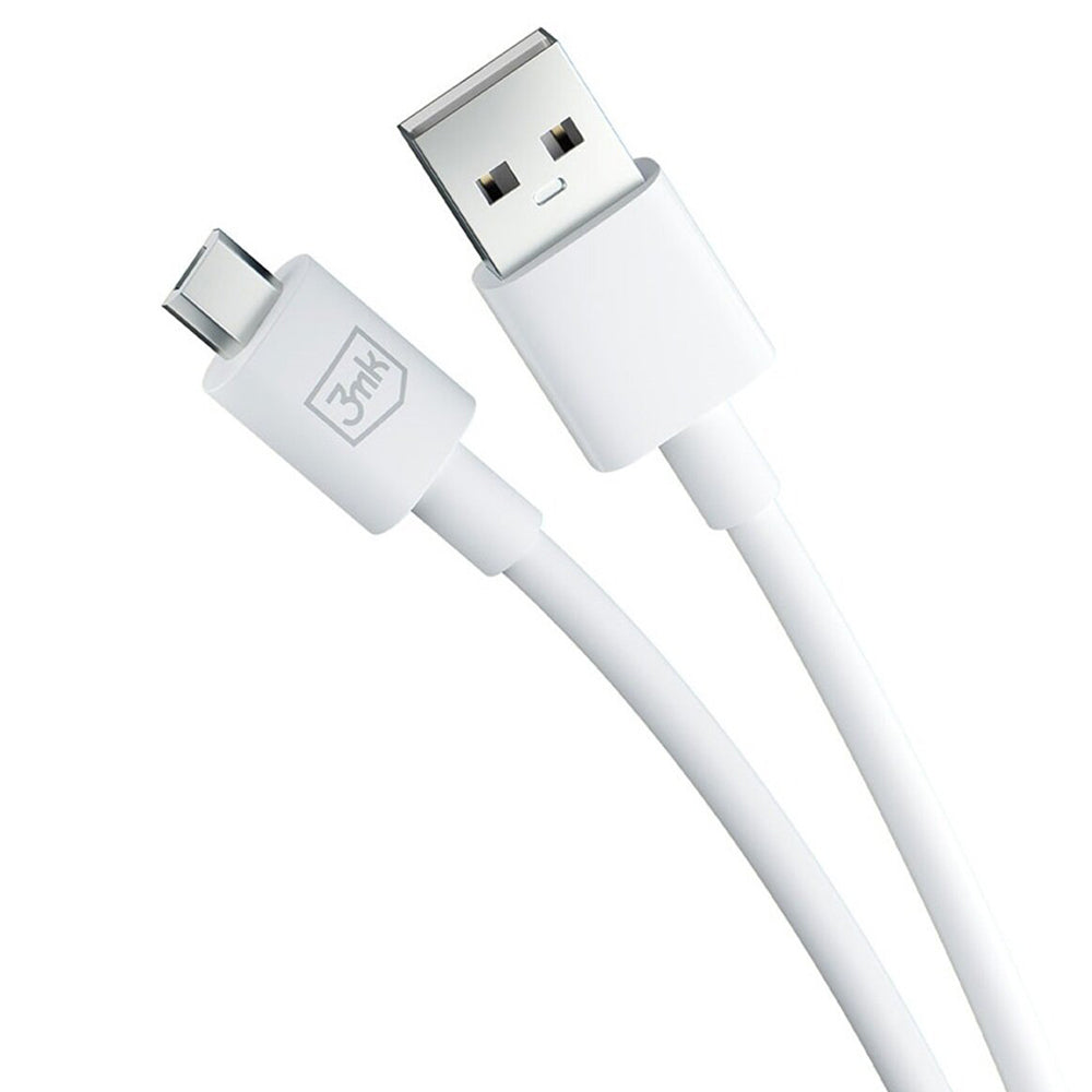Câble de Données et de Charge USB-A - microUSB 3MK Hyper, 18W, 1.2m, Blanc