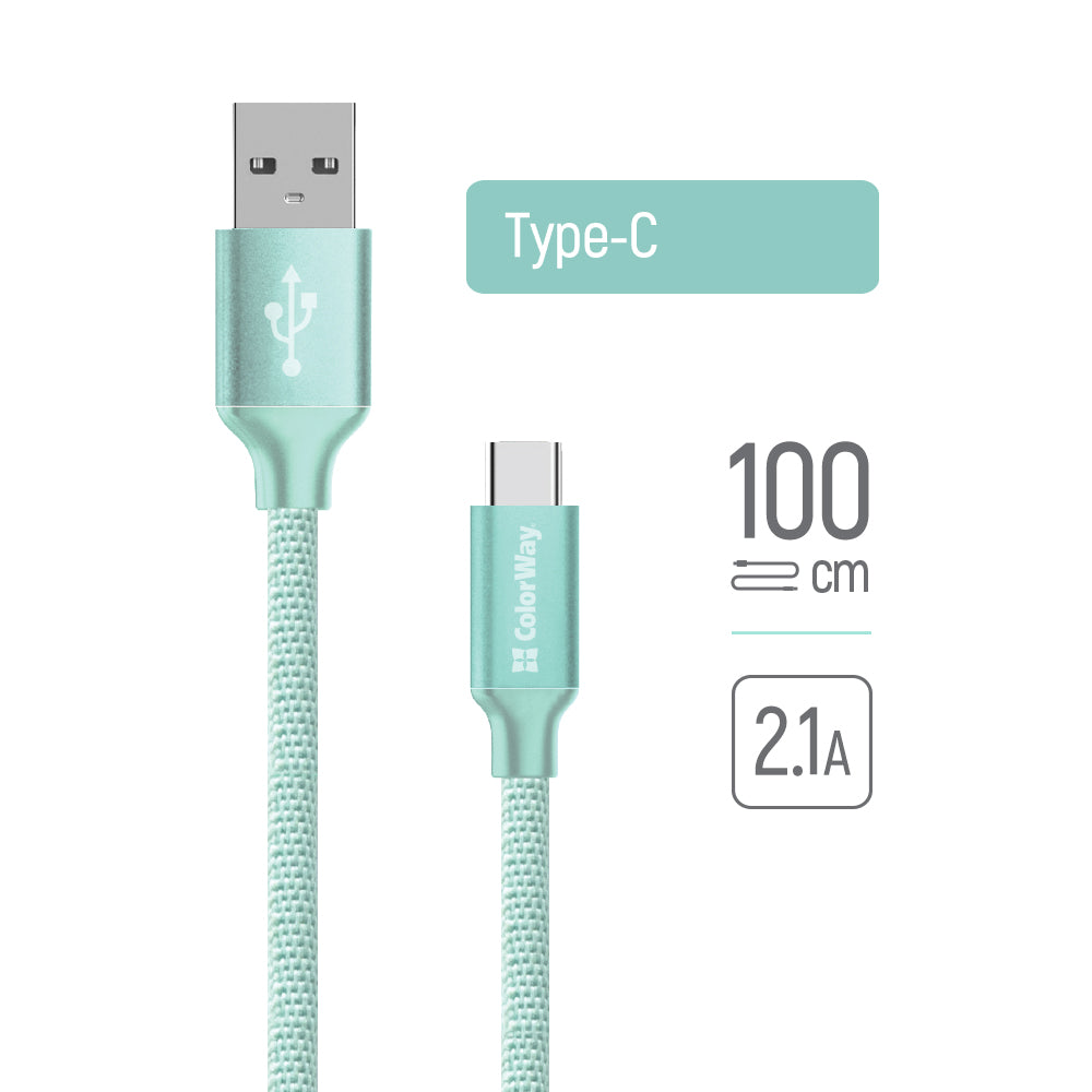 Câble de Données et de Charge USB-A - USB-C ColorWay CW-CBUC003, 18W, 1m, Vert