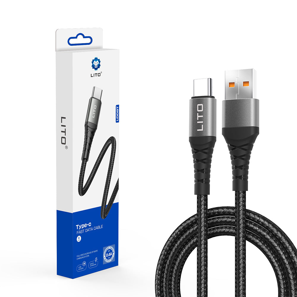 Daten- und Ladekabel USB-A - USB-C Lito LD08T, 18W, 1m, Schwarz