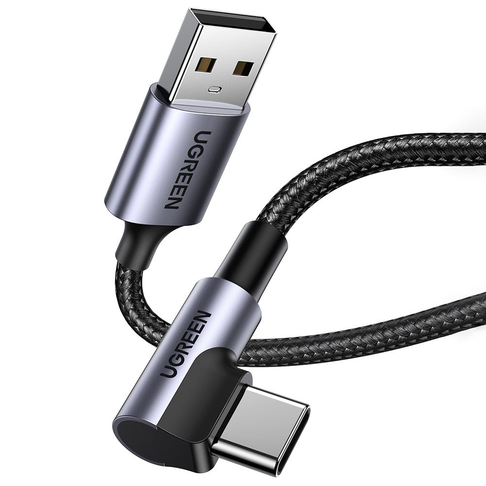 Daten- und Ladekabel USB-A - USB-C UGREEN US284 Angled, 18W, 0,5m, Grau