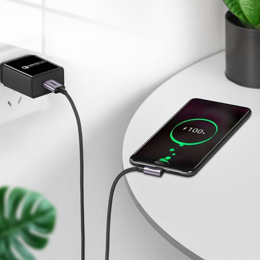 Daten- und Ladekabel USB-A - USB-C UGREEN US284 Angled, 18W, 0,5m, Grau