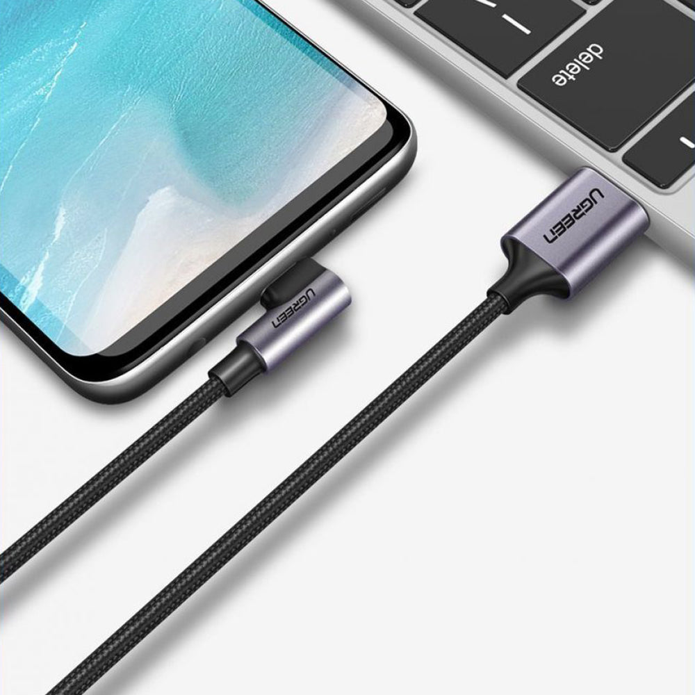 Daten- und Ladekabel USB-A - USB-C UGREEN US284 Angled, 18W, 0,5m, Grau