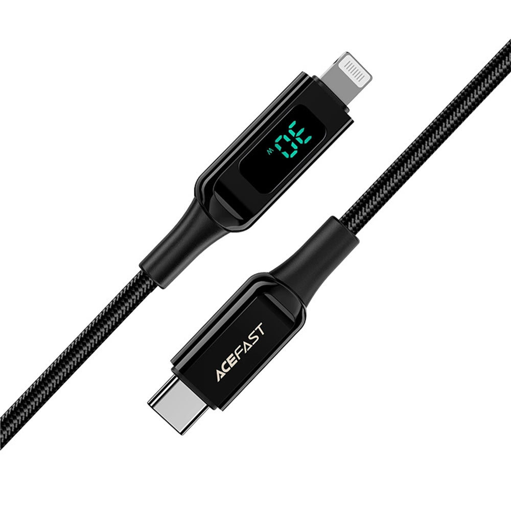 Cavo Dati e Ricarica USB-C - Lightning Acefast C6-01 Display, 20W, 1.2m, Nero