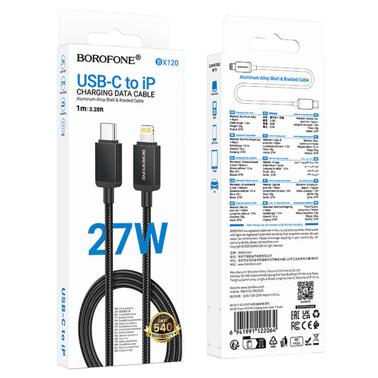 Cavo Dati e Ricarica USB-C - Lightning Borofone BX120 Placer, 27W, 1m, Nero