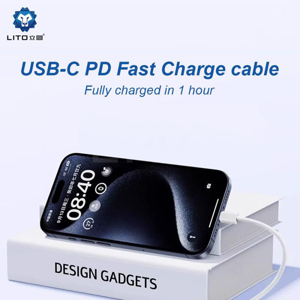 Câble de Données et de Charge USB-C - Lightning Lito LD04CL, 27W, 2m, Blanc