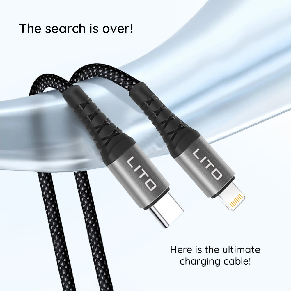 Câble de Données et de Charge USB-C - Lightning Lito LD08CL, 27W, 1m, Noir