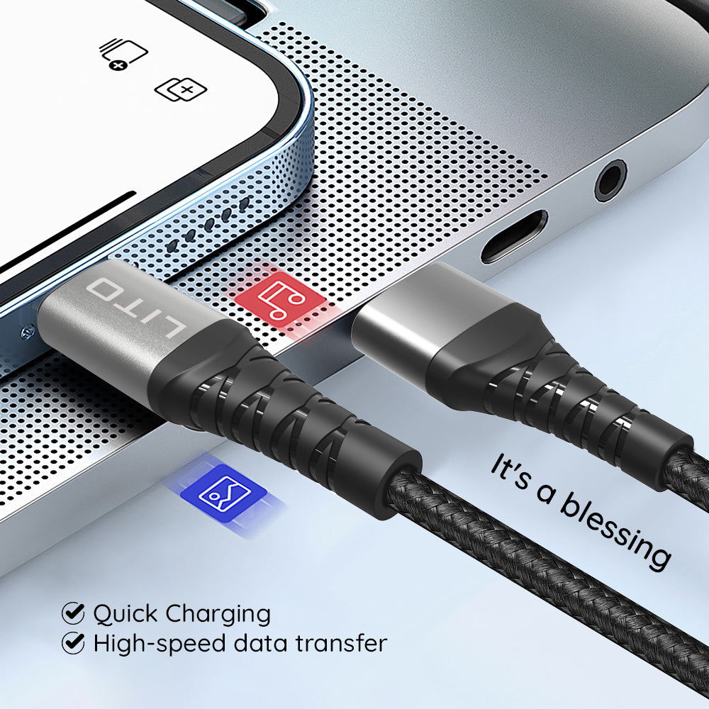 Câble de Données et de Charge USB-C - Lightning Lito LD08CL, 27W, 1m, Noir