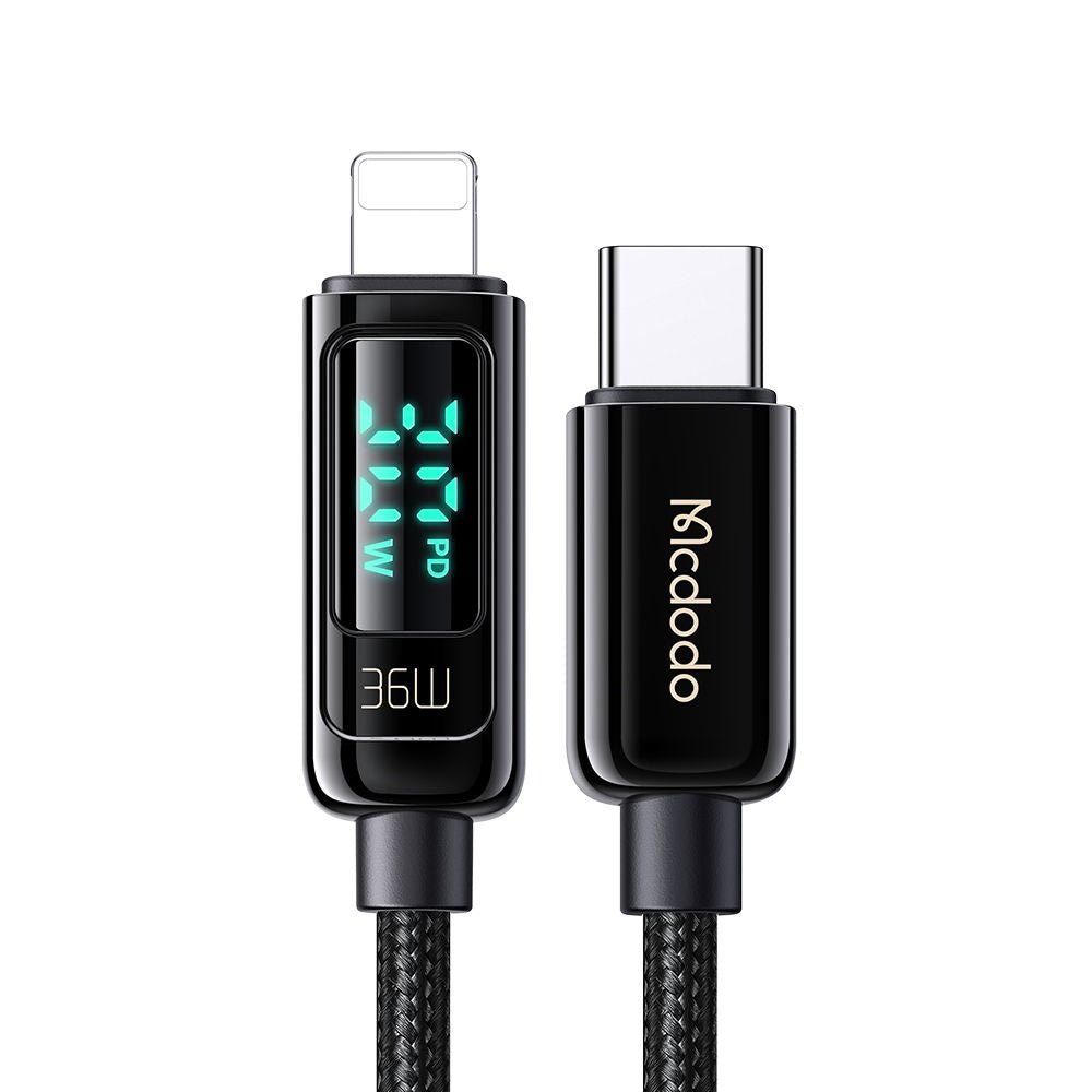 Câble de Données et de Charge USB-C - Lightning McDodo CA-8810 Display, 36W, 1.2m, Noir