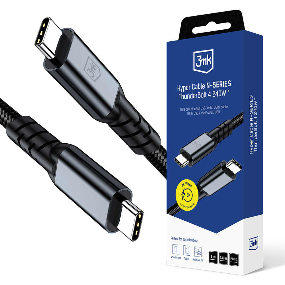 Cavo Dati e Ricarica USB-C - USB-C 3MK Hyper N Thunderbolt 4, 240W, 1m, Nero