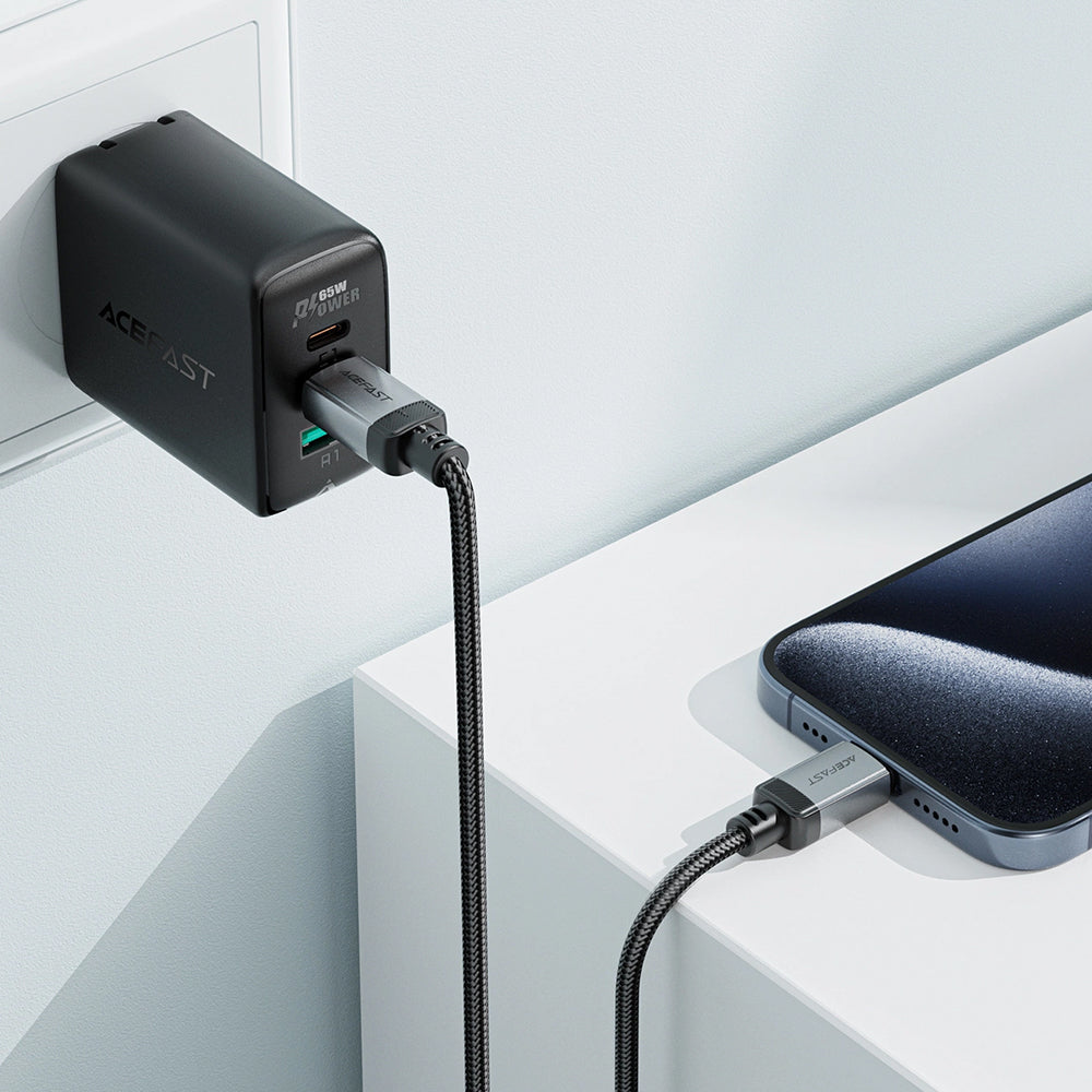 USB-C Daten- und Ladekabel - USB-C Acefast C20-03, 60W, 1.2m, Schwarz