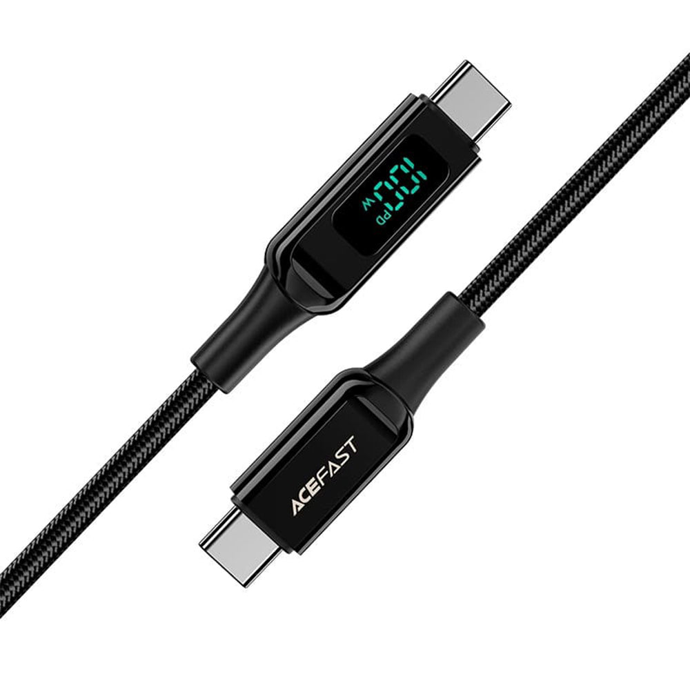 Câble de Données et de Charge USB-C - USB-C Acefast C6-03 Display, 100W, 2m, Noir