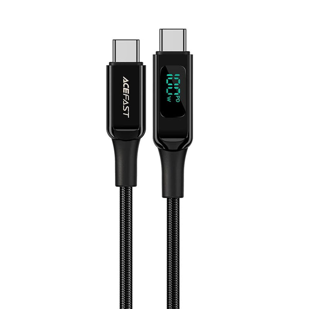 Câble de Données et de Charge USB-C - USB-C Acefast C6-03 Display, 100W, 2m, Noir