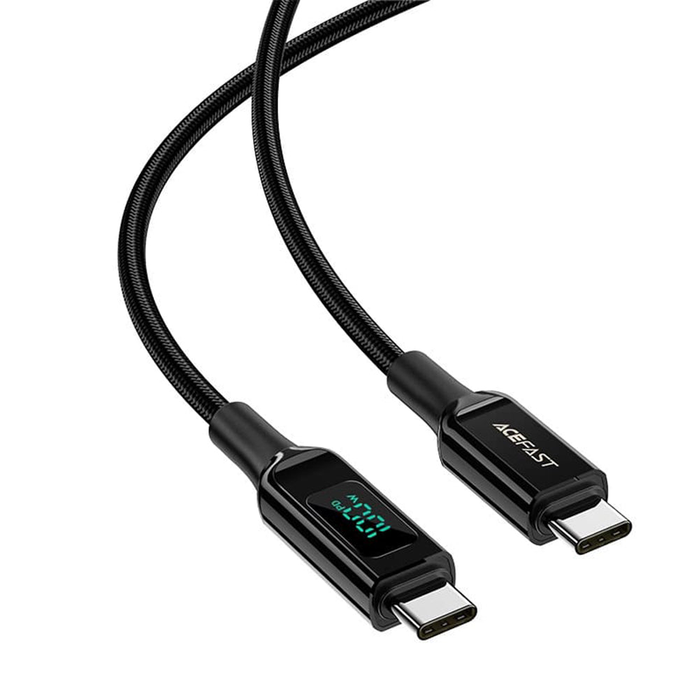 Câble de Données et de Charge USB-C - USB-C Acefast C6-03 Display, 100W, 2m, Noir