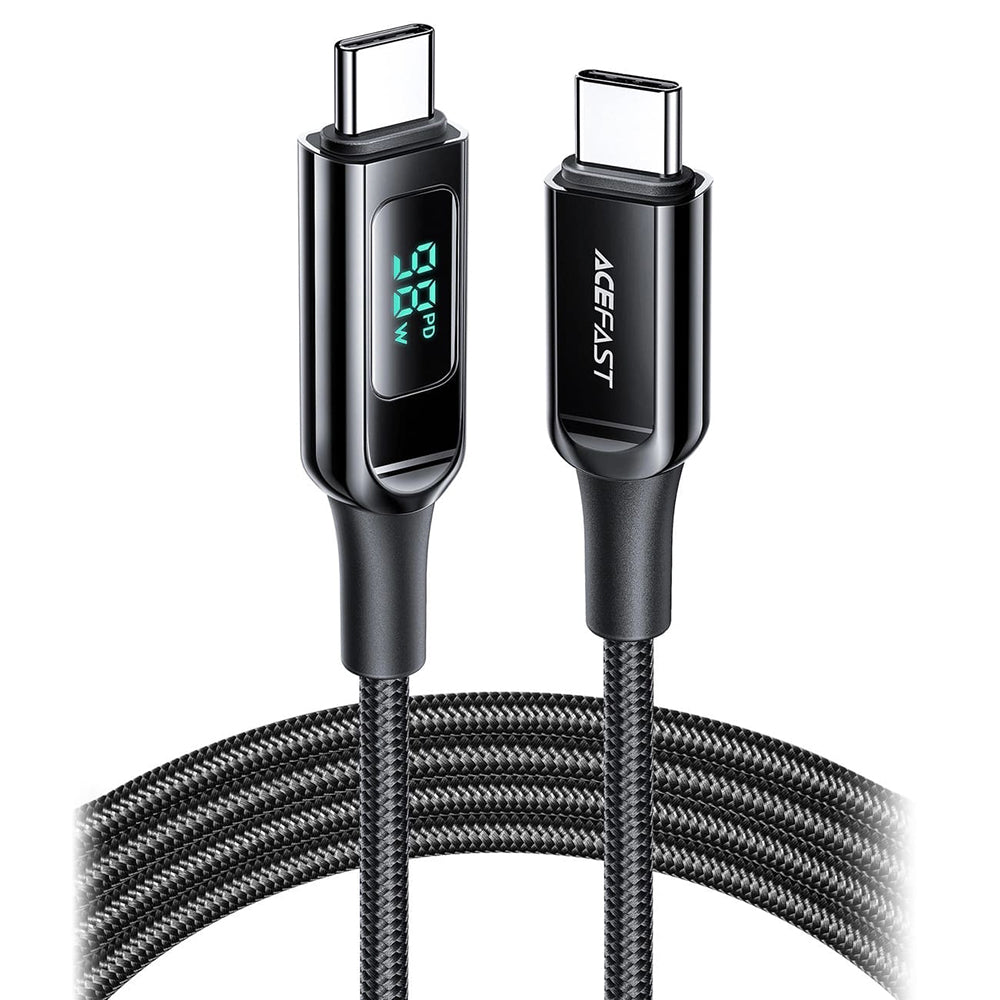 Câble de Données et de Charge USB-C - USB-C Acefast C6-03 Display, 100W, 2m, Noir
