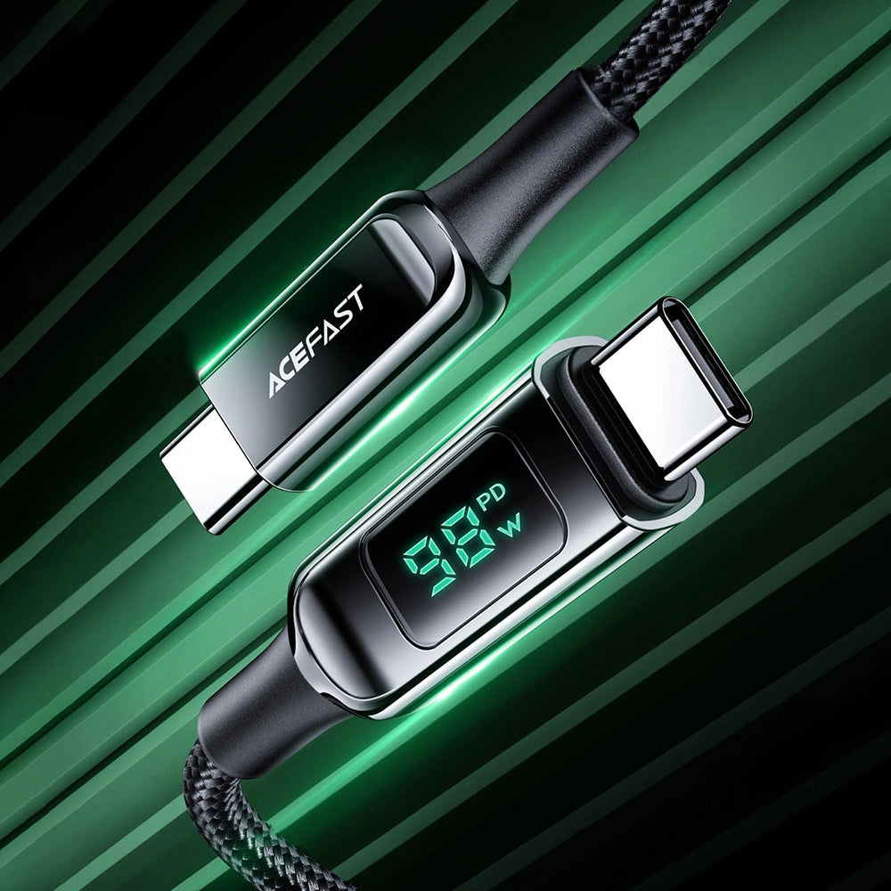 Câble de Données et de Charge USB-C - USB-C Acefast C6-03 Display, 100W, 2m, Noir