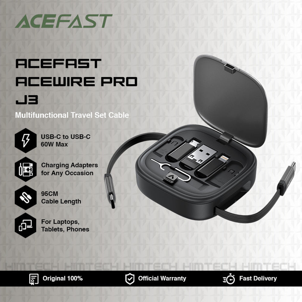 Cavo Dati e Ricarica USB-C - USB-C Acefast Travel J3, 60W, 0.95m, Nero